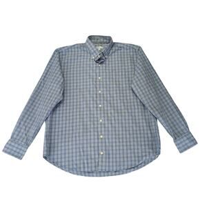 Peter Miller Long Sleeve Button-down Dress Shirt Oxford Collar Blue Plaid Men XL